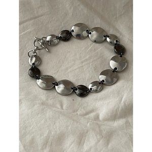 2-Tone Silver & Gunmetal Circle Disk Anklet/Bracelet